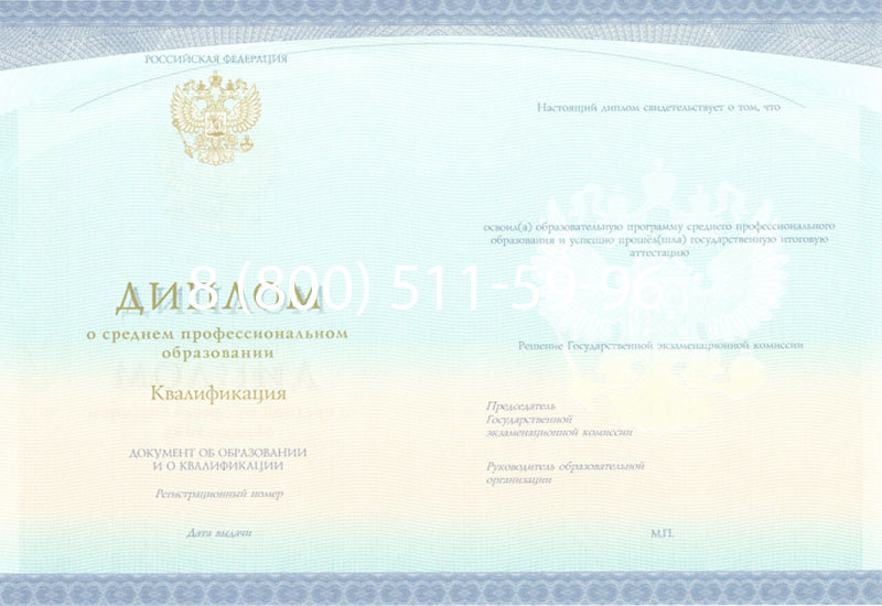Купить Диплом техникума (Спецбланк) 2014-2024 года в Подольске
